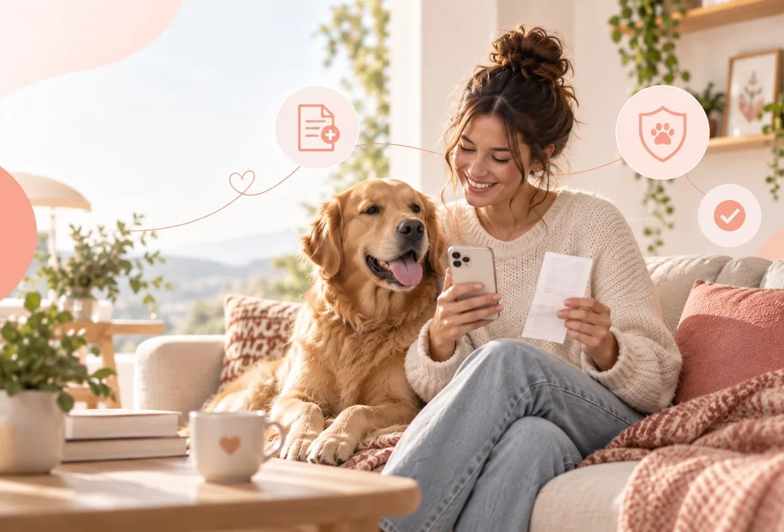 Pet owner reviewing a pet insurance budget
